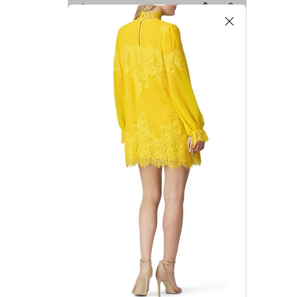 HOT AS HELL HAH Neon Yellow Lace Covered Long Sleeve High Neck Mini Dress sz S - Picture 7 of 16